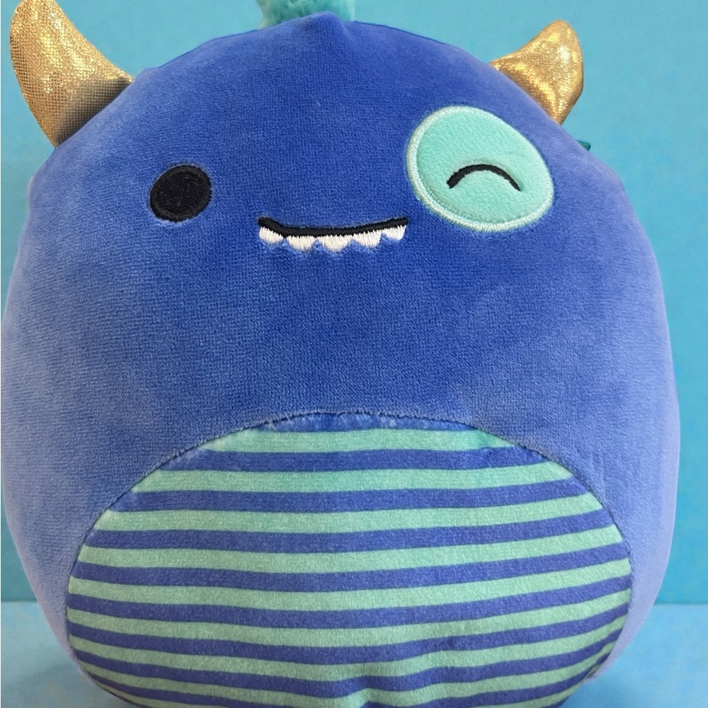 Squishmallows Blue Monster with Gold Horns